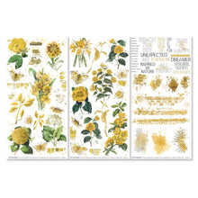 Charger l'image dans la galerie, 49 And Market - Rub-Ons 6"x12" - Color Swatch: Ochre. 3 sheets of 6x12" premium quality rub-on transfers. Each sheet is loaded with various imagery in shades of yellow ochre. Elements of florals, textures, word art and more make up this set. Available at Embellish Away located in Bowmanville Ontario Canada.

