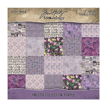 Load image into Gallery viewer, Tim Holtz - Idea-Ology - 12X12 Palette Collection - Purple. Includes 12 double-sided sheets. At Embellish Away in Bowmanville Ontario Canada.
