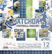 Cargar imagen en el visor de la galería, Asuka Studio 12X12 Collection Pack Matchday Football/Soccer. 12 sheets, 80lbs double sided. Available at Embellish Away located in Bowmanville Ontario Canada.
