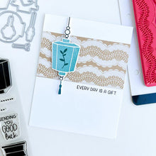 Charger l'image dans la galerie, Catherine Pooler - Background Stamp - Fan Dance. The Fan Dance Background Stamp brings the beauty and lines of decorative fans in motion to your card base. Stamp in any color you chose to create a lovely pattern to your card. Available at Embellish Away located in Bowmanville Ontario Canada. Example by brand ambassador.
