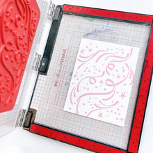 Charger l'image dans la galerie, Catherine Pooler - Background Stamp - Hooray for Confetti. The Hooray for Confetti Background Stamp has swirls of confetti to create a festive look. Ink up in whatever color to fit your occasion or some metallic ink for a sparkly look. Available at Embellish Away located in Bowmanville Ontario Canada.
