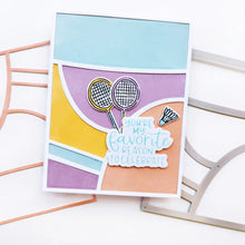 Charger l'image dans la galerie, Catherine Pooler - Cover Plate Die - Court Side. Inspired by the lines on a tennis or pickle ball court, this geometric cover plate has large open shapes for fun layering options on your cards. Available at Embellish Away located in Bowmanville Ontario Canada. Card example by Catherine Pooler Designs.
