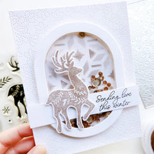 Load image into Gallery viewer, Catherine Pooler - Stamp &amp; Die Set - Peaceful Deer. Create elegant, winter-themed cards. Available at Embellish Away located in Bowmanville Ontario Canada. Example by Catherine Pooler Designs.
