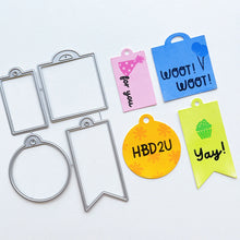 Cargar imagen en el visor de la galería, Catherine Pooler - Dies - Mini Tag. When you need a little pop- the Mini Tag Dies will be a go-to favorite! This set of tag dies are great cut from patterned paper for a little pop. Use them with sentiments to create a cute addition to any card or gift. Available at Embellish Away located in Bowmanville Ontario Canada.
