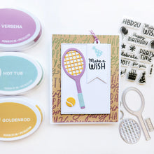 Charger l'image dans la galerie, Catherine Pooler - Dies - Your Serve. Create a feature die cut tennis racket. This large die set was created to allow you to build your own racket and ball in the colors of your choice. Available at Embellish Away located in Bowmanville Ontario Canada. Card example by Catherine Pooler.
