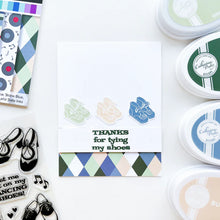 Load image into Gallery viewer, Catherine Pooler - Patterned Paper - Bobby Soxer. The Bobby Soxer Patterned Paper is inspired by life and music of the 1940's. Tweed, tiny flowers and argyle socks- this paper pack has fabric and textile inspired patterns and music inspired prints! Available at Embellish Away located in Bowmanville Ontario Canada. card by brand ambassador.
