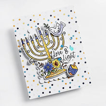 Charger l'image dans la galerie, Catherine Pooler - Patterned Paper - Eight Nights. Create gorgeous Hanukkah cards and paper projects with the Eight Nights Patterned Paper. Traditional colors of Whipped Honey, Shea Butter, Sauna, Tranquil, On the Lake, Juniper Mist, Rose Petals &amp; Sage. Available at Embellish Away located in Bowmanville Ontario Canada. Example by brand ambassador.
