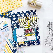 Charger l'image dans la galerie, Catherine Pooler - Patterned Paper - Eight Nights. Create gorgeous Hanukkah cards and paper projects with the Eight Nights Patterned Paper. Traditional colors of Whipped Honey, Shea Butter, Sauna, Tranquil, On the Lake, Juniper Mist, Rose Petals &amp; Sage. Available at Embellish Away located in Bowmanville Ontario Canada. Example by brand ambassador.
