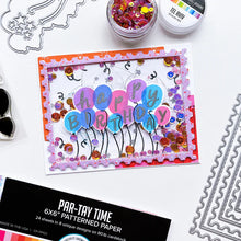 Load image into Gallery viewer, Catherine Pooler - Patterned Paper - Par-Tay Time. One look at this paper pack and you will know it is Par-Tay Time! This Patterned Paper if bright, bold and modern. It has you covered from the balloons and candles to the scalloped icing and sprinkles! Available at Embellish Away located in Bowmanville Ontario Canada. Example by brand ambassador.
