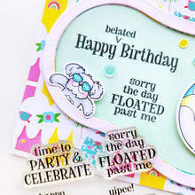 Load image into Gallery viewer, Catherine Pooler - Sentiments Stamp &amp; Die Set - Sunny Birthday. Available at Embellish Away located in Bowmanville Ontario Canada. Example by Catherine Pooler Designs Ambassador.
