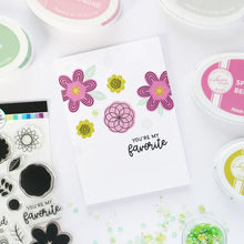 Load image into Gallery viewer, Catherine Pooler - Stamp &amp; Die Set - My Favorite Floral. A favorite mix of spirograph inspired doodles and floral blooms come together to make My Favorite Floral Stamp Set and Dies. Available at Embellish Away located in Bowmanville Ontario Canada Example by brand ambassador.
