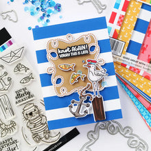 Charger l'image dans la galerie, Catherine Pooler - Stamp &amp; Die Set - Ahoy Matey. Get ready for a swashbuckling good time in your crafty space! The Ahoy Matey Stamp Set and its coordinating dies includes a cast of the cutest North East Coast fisherman you have ever seen! Available at Embellish Away located in Bowmanville Ontario Canada. Example by brand ambassador.
