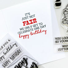 Load image into Gallery viewer, Catherine Pooler - Stamp &amp; Die Set - At the Fair. The icon of the fair coming to town is the Ferris Wheel. The At the Fair Stamp Set and coordinating dies features a Ferris Wheel stamp with a fill in for each car. Available at Embellish Away located in Bowmanville Ontario Canada. Example by brand ambassador.
