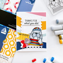 Load image into Gallery viewer, Catherine Pooler - Stamp &amp; Die Set - Aw Shucks. Meet the cutest fisherman on the seas! The Aw Shucks Stamp &amp; Die Set features a line art walrus that coordinates with the Ahoy Matey Stamp Set. Available at Embellish Away located in Bowmanville Ontario Canada. Example by brand ambassador.
