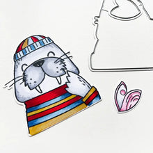 Load image into Gallery viewer, Catherine Pooler - Stamp &amp; Die Set - Aw Shucks. Meet the cutest fisherman on the seas! The Aw Shucks Stamp &amp; Die Set features a line art walrus that coordinates with the Ahoy Matey Stamp Set. Available at Embellish Away located in Bowmanville Ontario Canada. Example by brand ambassador.
