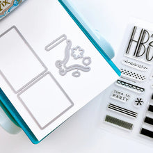 Load image into Gallery viewer, Catherine Pooler - Stamp &amp; Die Set - Birthday Stacks. No birthday is complete without the stacks of cake and presents! The Birthday Stacks 6x8 Set will allow you to stamp and decorate your own cakes or wrapped gifts with its layered design. Available at Embellish Away located in Bowmanville Ontario Canada.
