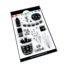 Load image into Gallery viewer, Catherine Pooler - Stamp &amp; Die Set - Bless This House. Create a card inspired by the latest fall themed home decor trends with this Set. This set features warm and cozy fireside decor images like candles, a vase and basket of wood. Available at Embellish Away located in Bowmanville Ontario Canada.
