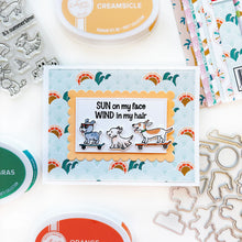 Load image into Gallery viewer, Catherine Pooler - Stamp &amp; Die Set - Boardwalk Cruisers. These perky pal cats and dogs love some fun. This stamp set includes pets that are ready to roll on their skateboard or longboard, play in the sand or eat your dropped ice cream cone! Available at Embellish Away located in Bowmanville Ontario Canada. Card example by Catherine Pooler Designs.
