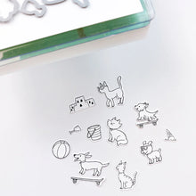 Load image into Gallery viewer, Catherine Pooler - Stamp &amp; Die Set - Boardwalk Cruisers. These perky pal cats and dogs love some fun. This stamp set includes pets that are ready to roll on their skateboard or longboard, play in the sand or eat your dropped ice cream cone! Available at Embellish Away located in Bowmanville Ontario Canada.

