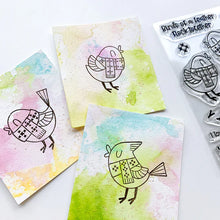 Load image into Gallery viewer, Catherine Pooler - Stamp &amp; Die Set - Flock of Friends. The Flock of Friends Set will warm your heart with its scarf clad birdies and loving sentiments. Use the Flock of Friends Dies to pop out the lovely birdies. Available at Embellish Away located in Bowmanville Ontario Canada Example by brand ambassador.
