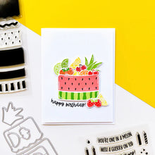 गैलरी व्यूवर में इमेज लोड करें, Catherine Pooler - Stamp &amp; Die Set - Fruitfully Frosted. Celebration cakes never looked so sweet as they will with the Fruitfully Frosted Set. This summery fruit-themed layer cake stamp set is so fun to piece together in a variety of ways. Available at Embellish Away located in Bowmanville Ontario Canada Example by brand ambassador.
