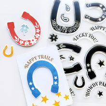 Charger l'image dans la galerie, Catherine Pooler - Stamp &amp; Die Set - Happy Horseshoes. Available at Embellish Away located in Bowmanville Ontario Canada. Example by Catherine Pooler Designs.
