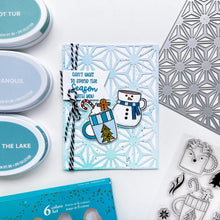 Load image into Gallery viewer, Catherine Pooler - Stamp &amp; Die Set - Holiday Mug. From the makers of the original Mug Shots Stamp Set comes Holiday Mug Shots Stamps and coordinating dies! Features all your favorite winter friends- Santa, Rudolf, Snowman and even the Gingerbread man. Available at Embellish Away located in Bowmanville Ontario Canada. Example by brand ambassador.

