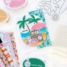 Charger l'image dans la galerie, Catherine Pooler - Stamp &amp; Die Set - On the Boardwalk. This set is perfect for building scenes, clustering or simple cards. This set includes a palm tree, surf board, the boardwalk fence and all the bits to build your own treat cart. Available at Embellish Away located in Bowmanville Ontario Canada. Example by Catherine Pooler Designs.

