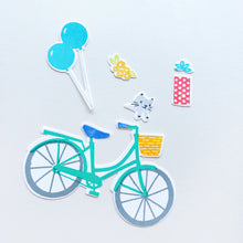 將圖片載入圖庫檢視器 Catherine Pooler - Stamp &amp; Die Set - Pedaling By. Featuring a birthday bike with tons of fun decorations. Decorate with the gifts, balloons and bunting. There's also a basket that can be filled with flowers or a kitty to take along or the ride! Available at Embellish Away located in Bowmanville Ontario Canada.
