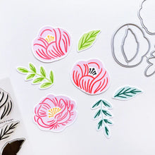 Load image into Gallery viewer, Catherine Pooler - Stamp &amp; Die Set - Perfect Peonies. Don't you love a sophisticated floral? The Perfect Peonies Stamp &amp; Die Set is a gorgeous, floral layering set. Available at Embellish Away located in Bowmanville Ontario Canada. Example by brand ambassador.
