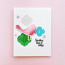 Load image into Gallery viewer, Catherine Pooler - Stamp &amp; Die Set - Quilted Birds. Who wouldn't love the sweet birds in the Quilted Birds Set? This set of patterned birds and flower stamps is perfect for any occasion. Available at Embellish Away located in Bowmanville Ontario Canada Example by brand ambassador.
