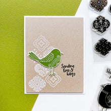 Load image into Gallery viewer, Catherine Pooler - Stamp &amp; Die Set - Quilted Birds. Who wouldn't love the sweet birds in the Quilted Birds Set? This set of patterned birds and flower stamps is perfect for any occasion. Available at Embellish Away located in Bowmanville Ontario Canada Example by brand ambassador.
