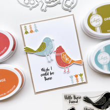 Load image into Gallery viewer, Catherine Pooler - Stamp &amp; Die Set - Quilted Birds. Who wouldn't love the sweet birds in the Quilted Birds Set? This set of patterned birds and flower stamps is perfect for any occasion. Available at Embellish Away located in Bowmanville Ontario Canada Example by brand ambassador.
