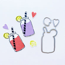 Charger l'image dans la galerie, Catherine Pooler - Stamp &amp; Die Set - Serving LOVE. Serve up some love in the form of a cold, court-side beverage with this adorable set. The Serving LOVE Stamp Set features a classic jar style drink complete with tennis ball garnish and striped straw! Available at Embellish Away located in Bowmanville Ontario Canada.
