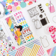 Charger l'image dans la galerie, Catherine Pooler - Stamp &amp; Die Set - Serving LOVE. Serve up some love in the form of a cold, court-side beverage with this adorable set. The Serving LOVE Stamp Set features a classic jar style drink complete with tennis ball garnish and striped straw! Available at Embellish Away located in Bowmanville Ontario Canada. Example by Catherine Pooler Designs.
