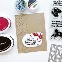 Load image into Gallery viewer, Catherine Pooler - Stamp &amp; Die Set - Sock Hop. Travel the decades with these adorable and iconic shoe images in the Sock Hop Stamp Set and the coordinating Dies. Available at Embellish Away located in Bowmanville Ontario Canada. card example by brand ambassador.
