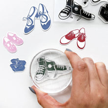 Load image into Gallery viewer, Catherine Pooler - Stamp &amp; Die Set - Sock Hop. Travel the decades with these adorable and iconic shoe images in the Sock Hop Stamp Set and the coordinating Dies. Available at Embellish Away located in Bowmanville Ontario Canada.
