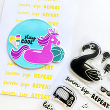 Cargar imagen en el visor de la galería, Catherine Pooler - Stamp &amp; Die Set - Swim Sip Repeat. Available at Embellish Away located in Bowmanville Ontario Canada. Example by Catherine Pooler Designs Ambassador.
