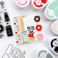 Load image into Gallery viewer, Catherine Pooler - Stamp &amp; Die Set - We Go Together. We go together like donuts and sprinkles! Ready for your cards and projects for Valentines Day, celebrating your bestie, or any day you want to let the one you love know you are "the perfect pair"! Available at Embellish Away located in Bowmanville Ontario Canada. Example by brand ambassador.
