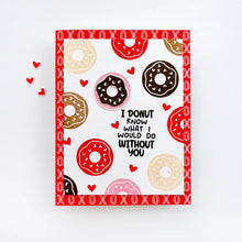 Load image into Gallery viewer, Catherine Pooler - Stamp &amp; Die Set - We Go Together. We go together like donuts and sprinkles! Ready for your cards and projects for Valentines Day, celebrating your bestie, or any day you want to let the one you love know you are "the perfect pair"! Available at Embellish Away located in Bowmanville Ontario Canada. Example by brand ambassador.
