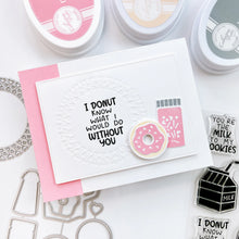 Load image into Gallery viewer, Catherine Pooler - Stamp &amp; Die Set - We Go Together. We go together like donuts and sprinkles! Ready for your cards and projects for Valentines Day, celebrating your bestie, or any day you want to let the one you love know you are "the perfect pair"! Available at Embellish Away located in Bowmanville Ontario Canada. Example by brand ambassador.
