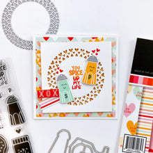 Load image into Gallery viewer, Catherine Pooler - Stamp &amp; Die Set - We Go Together. We go together like donuts and sprinkles! Ready for your cards and projects for Valentines Day, celebrating your bestie, or any day you want to let the one you love know you are "the perfect pair"! Available at Embellish Away located in Bowmanville Ontario Canada. Example by brand ambassador.
