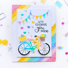 將圖片載入圖庫檢視器 Catherine Pooler - Stamp &amp; Die Set - Pedaling By. Featuring a birthday bike with tons of fun decorations. Decorate with the gifts, balloons and bunting. There's also a basket that can be filled with flowers or a kitty to take along or the ride! Available at Embellish Away located in Bowmanville Ontario Canada. Example by Catherine Pooler Designs.
