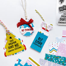 Load image into Gallery viewer, Catherine Pooler - Tag Dies - No Shaking. The No Shaking Tag Dies are the perfect shapes and sizes for embellishing your holiday packages or also can be cute additional elements for cards. Available at Embellish Away located in Bowmanville Ontario Canada. Example by brand ambassador.
