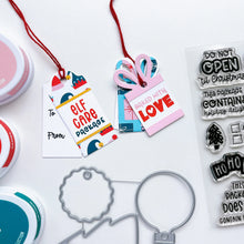 Load image into Gallery viewer, Catherine Pooler - Tag Dies - No Shaking. The No Shaking Tag Dies are the perfect shapes and sizes for embellishing your holiday packages or also can be cute additional elements for cards. Available at Embellish Away located in Bowmanville Ontario Canada. Example by brand ambassador.

