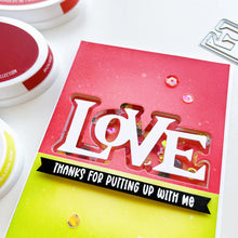 Charger l'image dans la galerie, Catherine Pooler - Word Dies - Retro Love. You can always find a reason to send a little love someone's way... The Retro Love Word Die is a layered word die that was created to coordinate with the Music to My Ears Stamp Set and Dies. Available at Embellish Away located in Bowmanville Ontario Canada. card example by Catherine Pooler.
