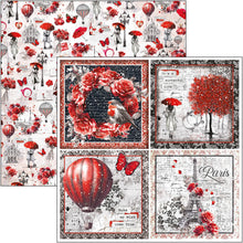 Load image into Gallery viewer, Ciao Bella - 12x12 Patterns Pad - 8/Pkg - Paris Je t’aime. “Paris Je t’aime” is an elegant and modern collection that celebrates Paris with a refined combination of white, black, and red details. Available at Embellish Away located in Bowmanville Ontario Canada.
