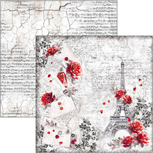 Load image into Gallery viewer, Ciao Bella - 8x8 Paper Pad - 12/Pkg - Paris Je t’aime. “Paris Je t’aime” is an elegant and modern collection that celebrates Paris with a refined combination of white, black, and red details. Available at Embellish Away located in Bowmanville Ontario Canada
