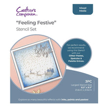 Load image into Gallery viewer, Crafter's Companion - Stencil Set - Feeling Festive. We've got four festive themed stencils designed especially for use with the glitter pastes. Each stencil features three themed stencils, a background stencil, a border stencil, and a focal/icon stencil Available at Embellish Away located in Bowmanville Ontario Canada
