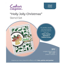 Load image into Gallery viewer, Crafter's Companion - Stencil Set - Holly Jolly Christmas. Each stencil features three themed stencils, a background stencil, a border stencil, and a icon stencil. Use the stencils together or separately for your projects for maximum creative opportunity Available at Embellish Away located in Bowmanville Ontario Canada
